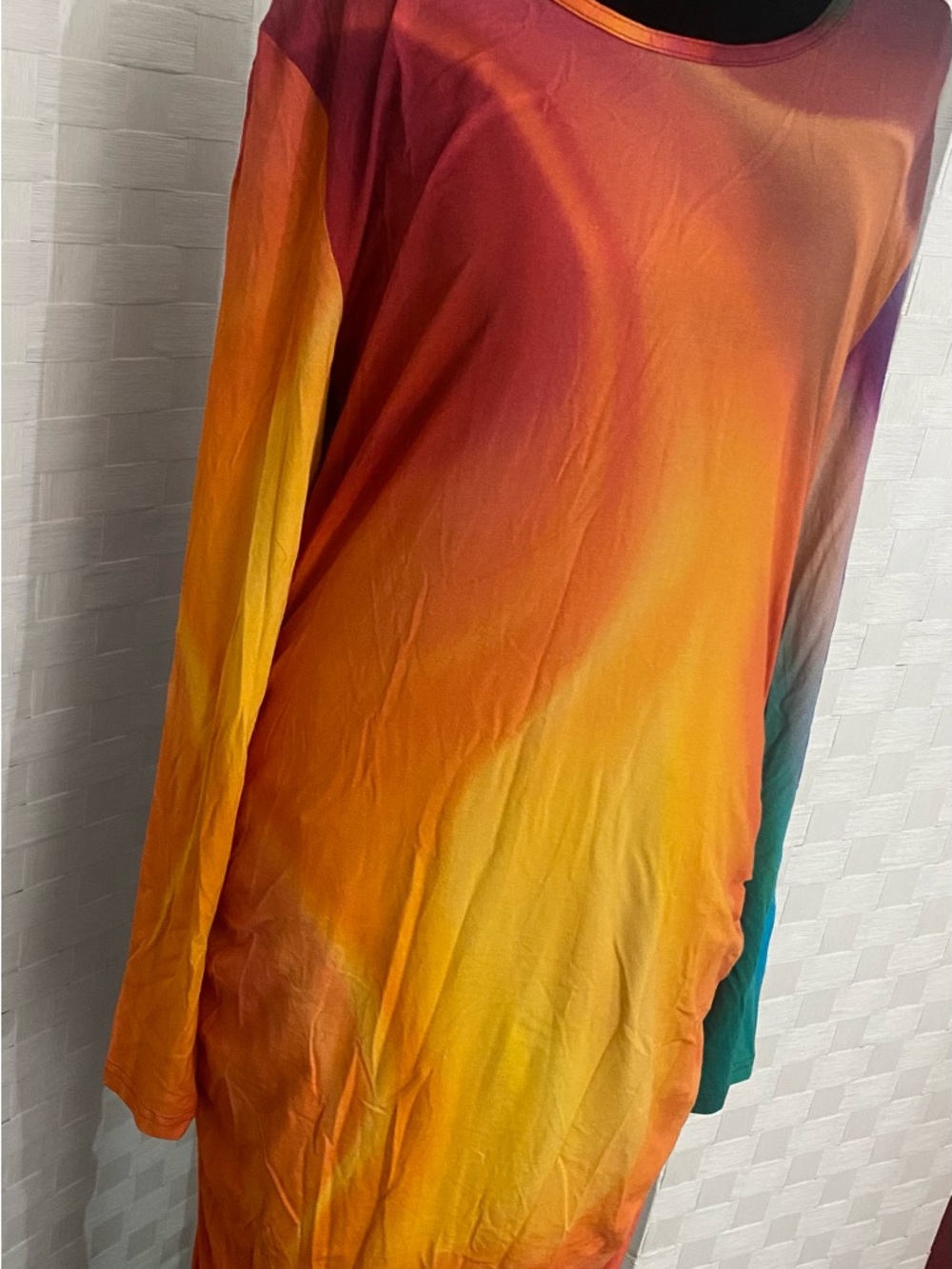 Long Sleeve Ombre Sunset Maxi Dress - Multicolor - Picture 3 of 8
